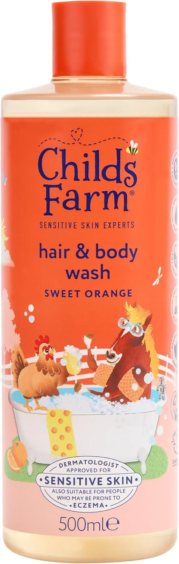 Kids Hair & Body Wash, Sweet Orange | Tear-Free, Gently Cleanses | Suitable for Dry, Sensitive Skin, 500Ml