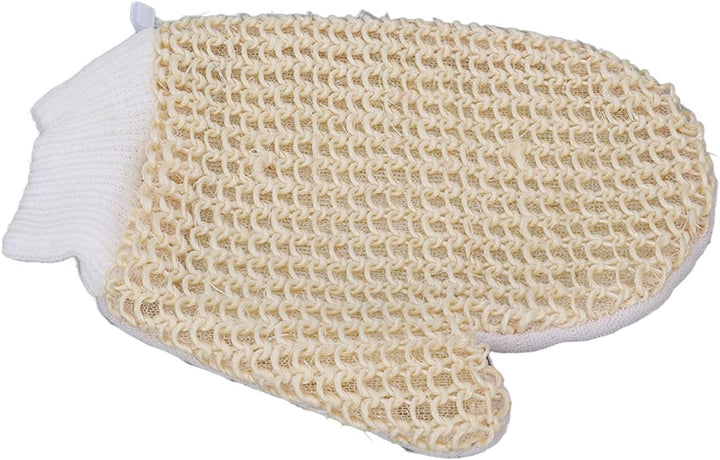 Exfoliating Bath Glove for Men and Women - Soft Sisal Shower Body Scrubber Mitt for Deep Skin Cleaning and Dead Skin Removal