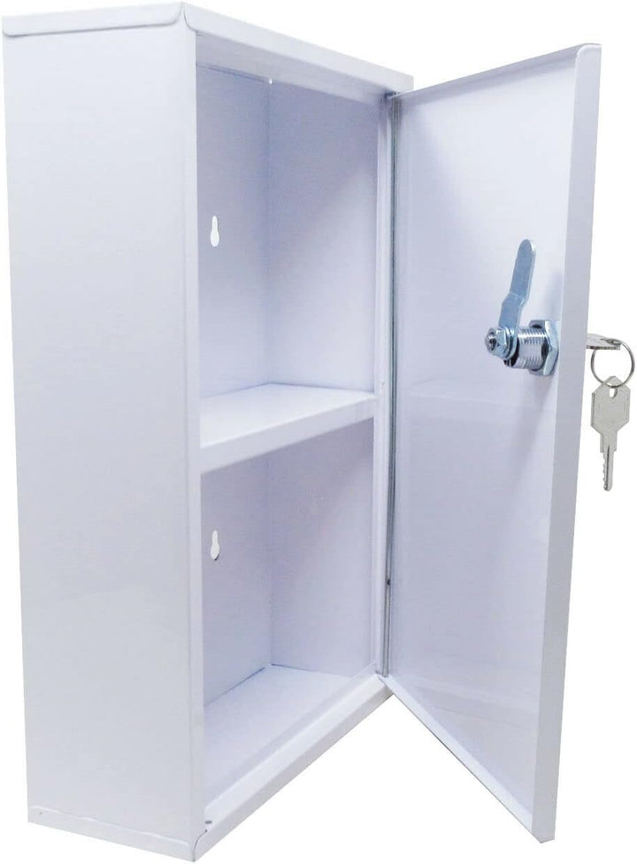 ® Secure Medical Storage Lockable Box First Aid Medicine Emergency Metal White Gloss Bathroom Cabinet Wall Mounted Safe Secure Medicine & Valuables Complete with Fixings & 2 Keys