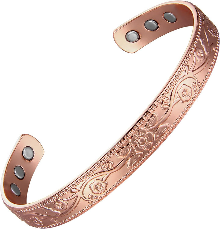 Copper Magnetic Bracelet for Women, 99.99% Pure Copper Cuff Bangle with 3500 Gauss Magnets, Adjustable Brazaletes with Jewelry Box