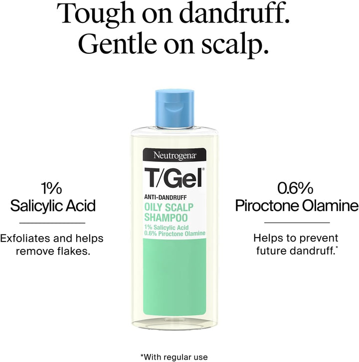 T/Gel anti Dandruff Shampoo for Oily Scalp and Hair (1X 250Ml), Daily Anti-Dandruff Shampoo with Salicylic Acid to Remove Excess Oils from First Wash