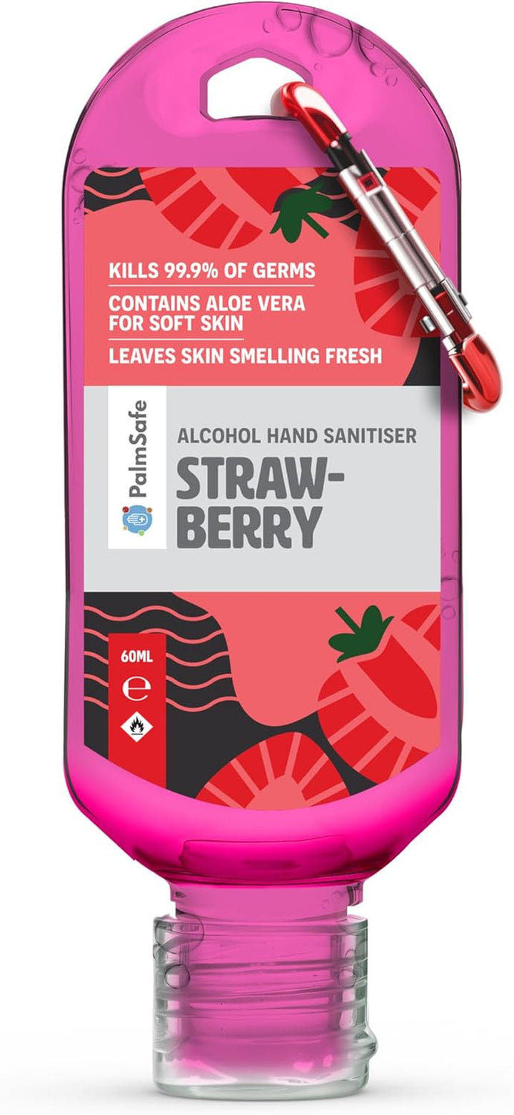 Watermelon 60Ml anti Bacterial Premium Hand Sanitiser Travel Size Refillable Clip Bottle Quick Drying Non Sticky Extra Moisturising Kills 99.9% of Viruses and Bacteria
