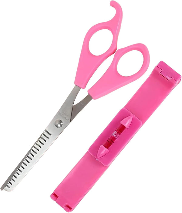 2Pcs Clip Cut Tool, Split End Trimmer Set, 1 Comb-Hairstyle Trimmer & 1 Haircutting Scissor, Styling Accurate Hair Cutting Kit for Home DIY Kids Women, for Layers, Bangs, and Split Ends (Pink)