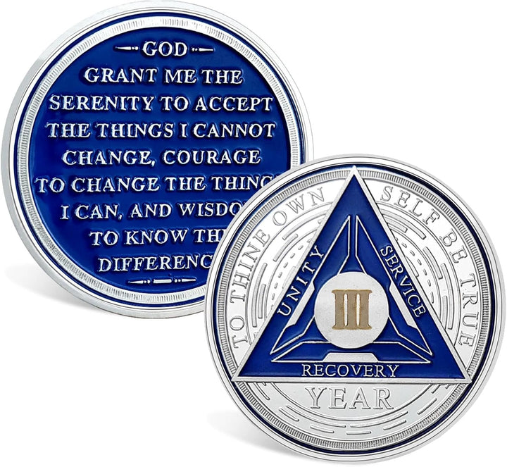 2 Year Sobriety Chip - Triplate AA Coin and Medallion Sobriety Coin Recovery Chips Sober Anniversary Token Sobriety Gifts Alcoholics Anonymous Recovery for Men Women