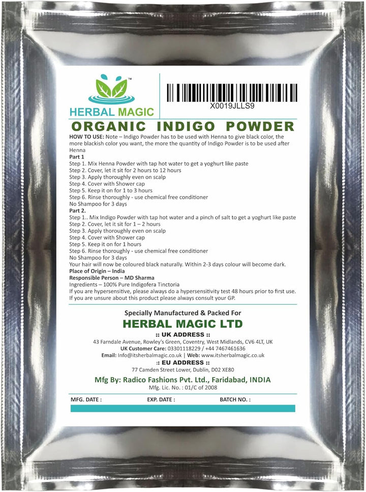 'S Organic Indigo Powder for Hair, USDA, Herbal Hair Dye, Natural Hair Mask/Color - Free from Fillers & Preservatives-100G