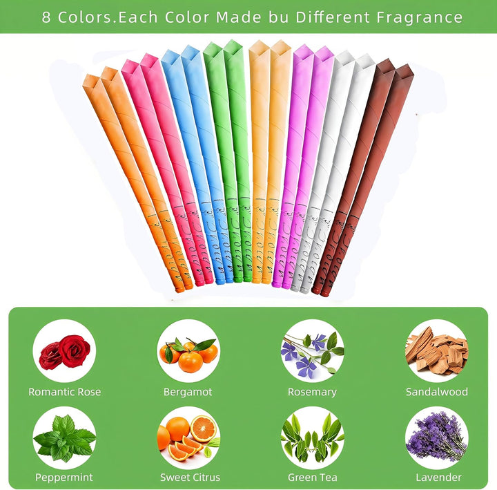 Ear Candles,16Pcs All Natural Hopi Ear Candles Beeswax Candling Cones, Ear Wax Candles,100% Non-Toxic Cylinders Fragrance Hollow Cone Candles With(8 Colours)+8 Protective Disks+30 Cotton Swab