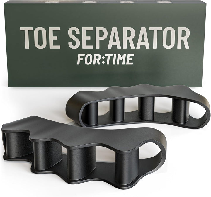 Toe Separator - 1 Pair Gel Toe Spacers for Overlapping Toes - Foot Realignment - Silicone Toe Straighteners for Bent Toes, Bunion Correction Toe Correctors, Toe Spreaders (Black, O/S)