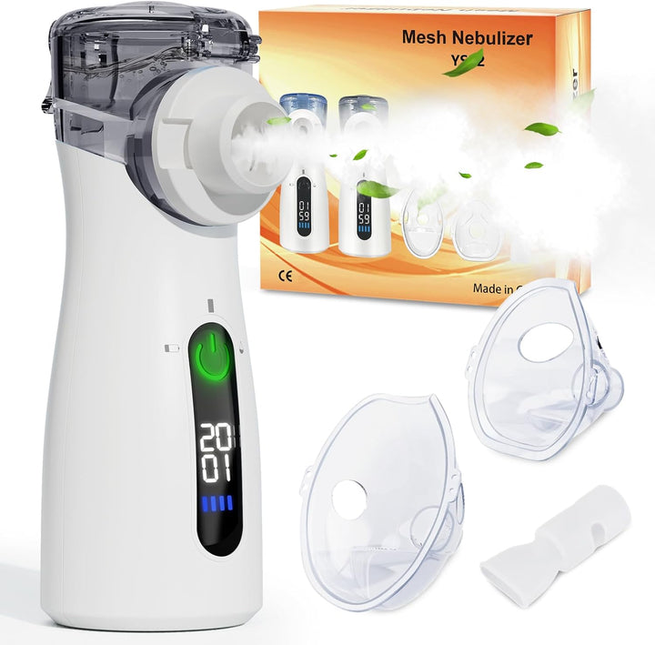 Nebuliser Machine for Adults & Kids, Steam Inhaler, Nebuliser for Kids, Portable Nebuliser for Adults Sinus Inhaler with Digital Display, Timed and Automatic Cleaning Suit for Travel & Home (Blue)