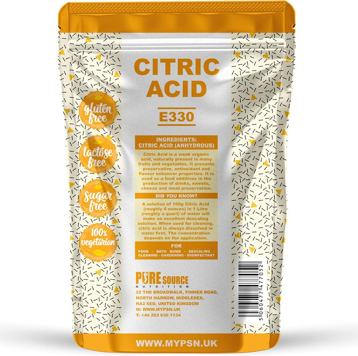 Citric Acid Bath Bombs, Food Flavouring, Preserving, Cleaning & Descaling | 100% Pure | for Organic Production, GMO Free (100G)