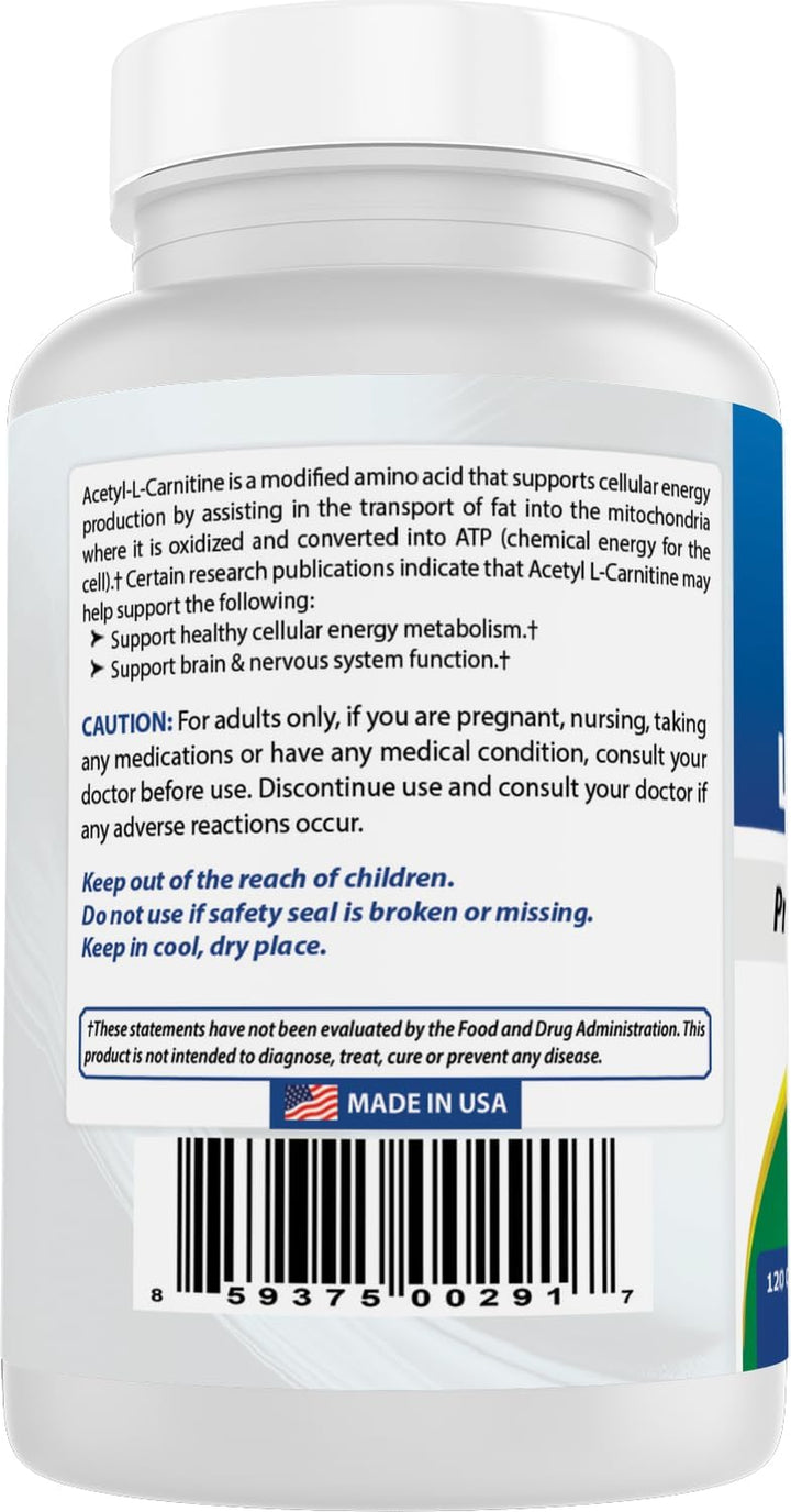 Acetyl L-Carnitine 500 Mg 120 Capsules