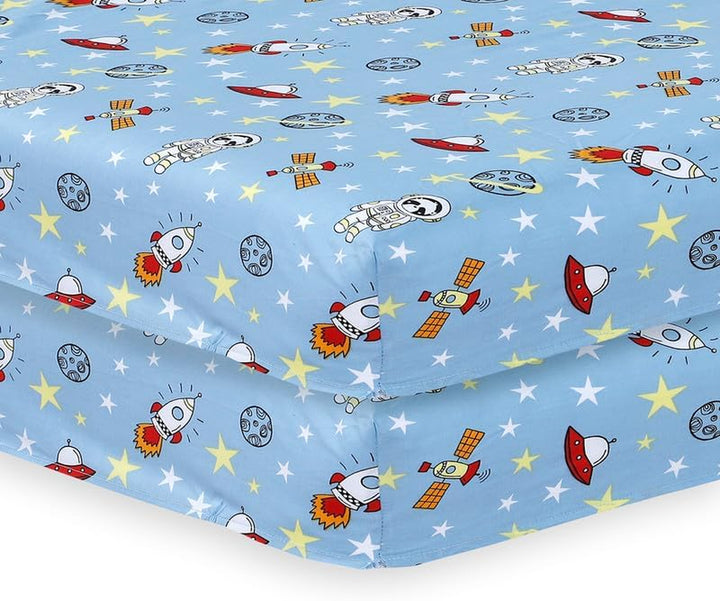 2 X Cot Bed Fitted Sheets, 60 X 120 Cm Easy Care Fine Quality Breathable Polycotton Cot Sheet (Sleeping Teddy-60 X 120Cm)