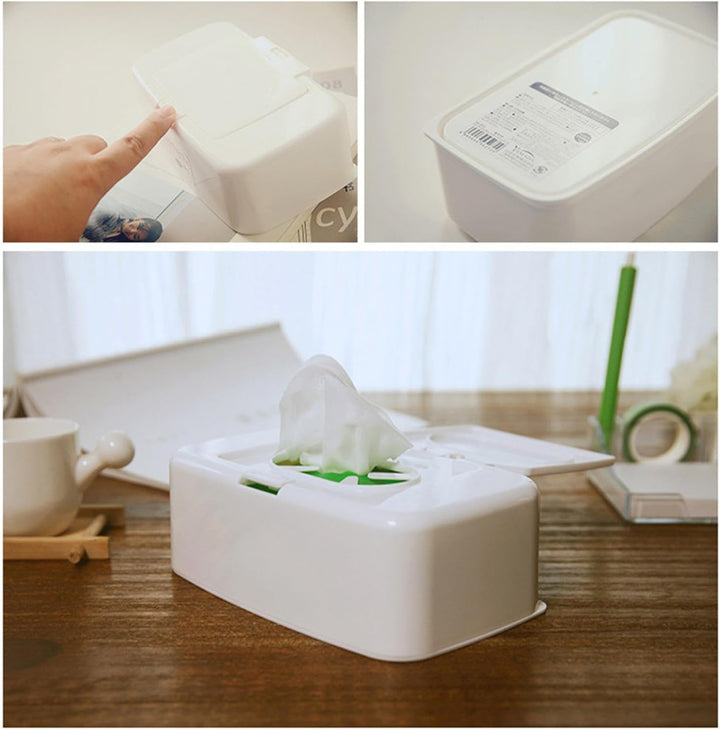 2 Pack Wet Wipes Dispenser Box, Wipes Container Holder, Napkin Storage Holder Container Box, Dustproof Toilet Tissue Paper Box with Lid, Baby Wipes Dispenser for for Bathroom, Kitchen, Office, Travel