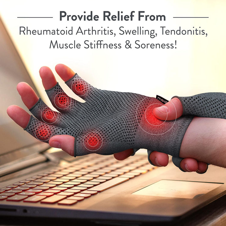Compression Gloves for Arthritis for Women & Men - Medium with Grip - 1 Pair of Arthritis Gloves for Women & Men - Arthritis Pain Relief for Hands - Fingerless Gloves for Women & Men