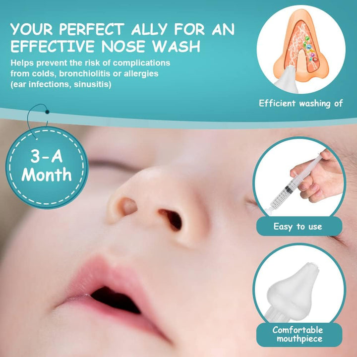 Nasal Aspirator, 4Pcs Baby Nasal Aspirator, Nose Cleaner Nasal Irrigator for Newborns Toddlers, Safe Nose Cleaner with Cleanable & Reusable Silicone Nasal Suction Tip