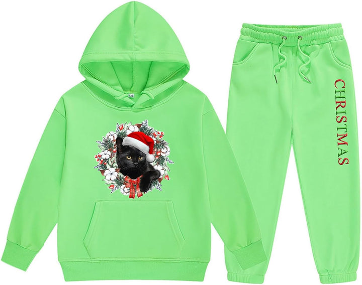 Christmas Reindeer Girls Hoodie Set Children S Two Piece Medium and Small Long Sleeved Sweatpants Christmas Blanket