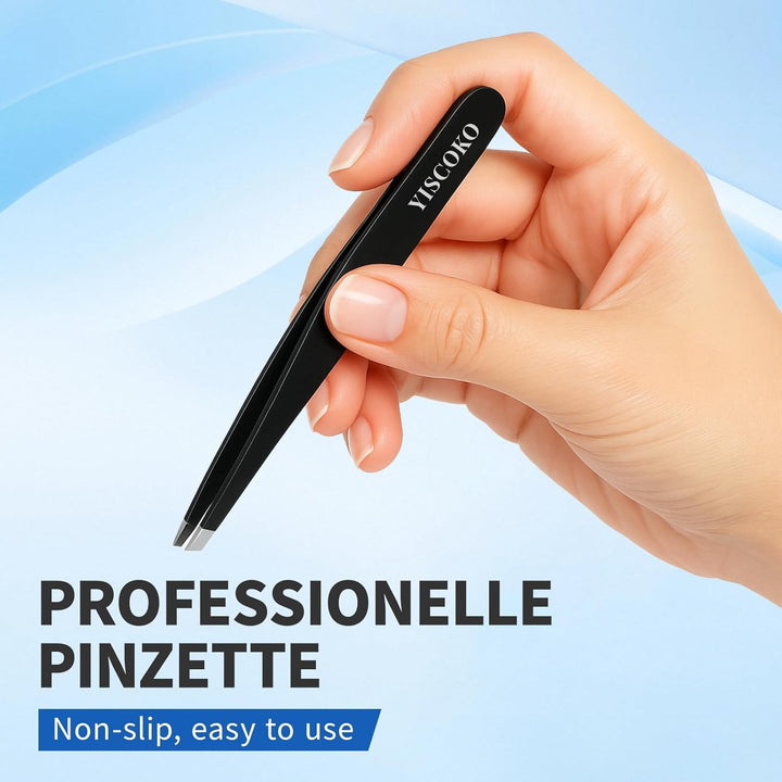 Professional Tweezers for Facial Hair Women,Stainless Steel Eyebrow Tweezers (2 Pcs,Black)