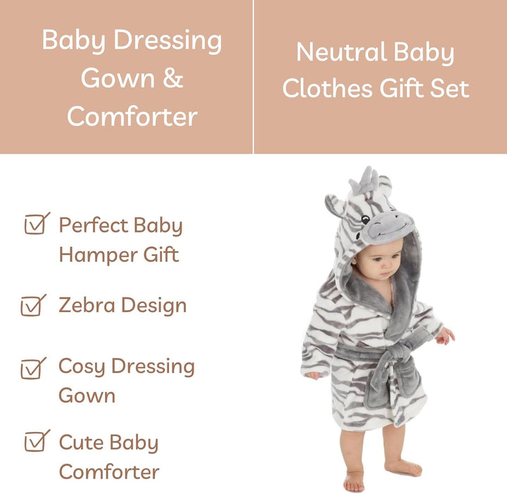 Dressing Gown & Comforter Set - Neutral Baby Clothes Gift Set for Boys & Girls, Perfect for Baby Hamper