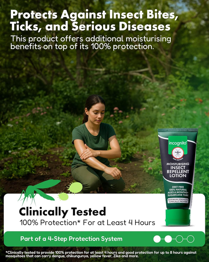 Insect Repellent Lotion 100 Ml - Protects for up to 7 Hours - Natural, DEET Free Formula - Insect Repellent & Moisturiser for Soft Protected Skin - Travel Friendly Organic Mosquito Repellent