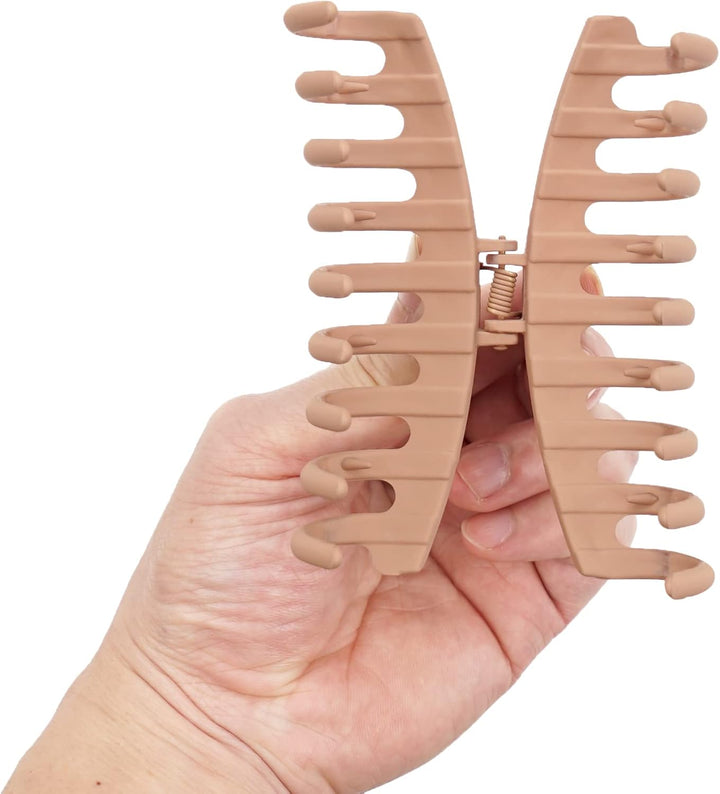 4 Pcs Hair Claw Clips Hair Clips for Women and Girls Thick Hair - Natural Colors Lightweight Non-Slip with Comb Teeth Strong Hold Large Size 4.3 Inch