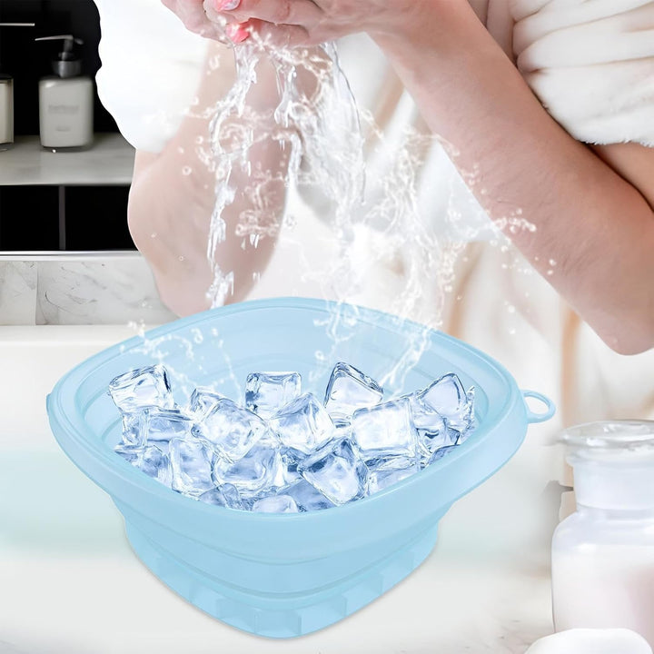 Ice Face Bowl, Silicone Facial Basin, 9.45X1.18 In, Foldable Cooling Washbowl, Skin Tightening Tool, Travel Bathroom Indoor Outdoor, Cold Compress Use for Hotel Home Trip Vacation Routine