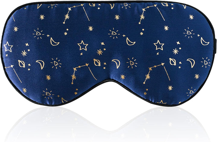 100% Silk Sleep Mask with Adjustable Strap,Comfortable and Super Soft Eye Mask Ultimate Sleeping Aid,Blindford Golden Moon