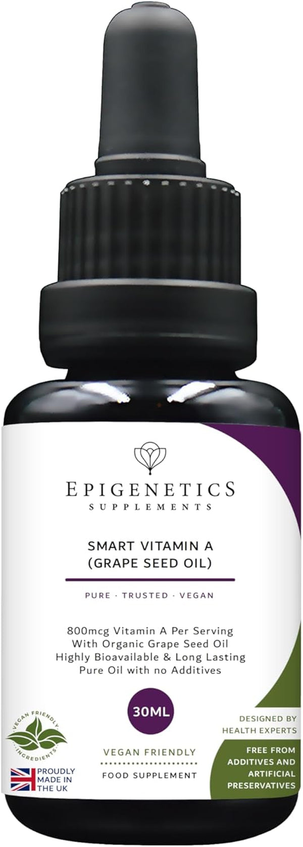 Smart Vitamin a Oil (GSO) 30Ml | Vitamin a 800Mcg (Retinyl Palmitate) + Organic Grape Seed Oil | UK Made Vegan Liquid | 1 Drop Daily (High Strength)