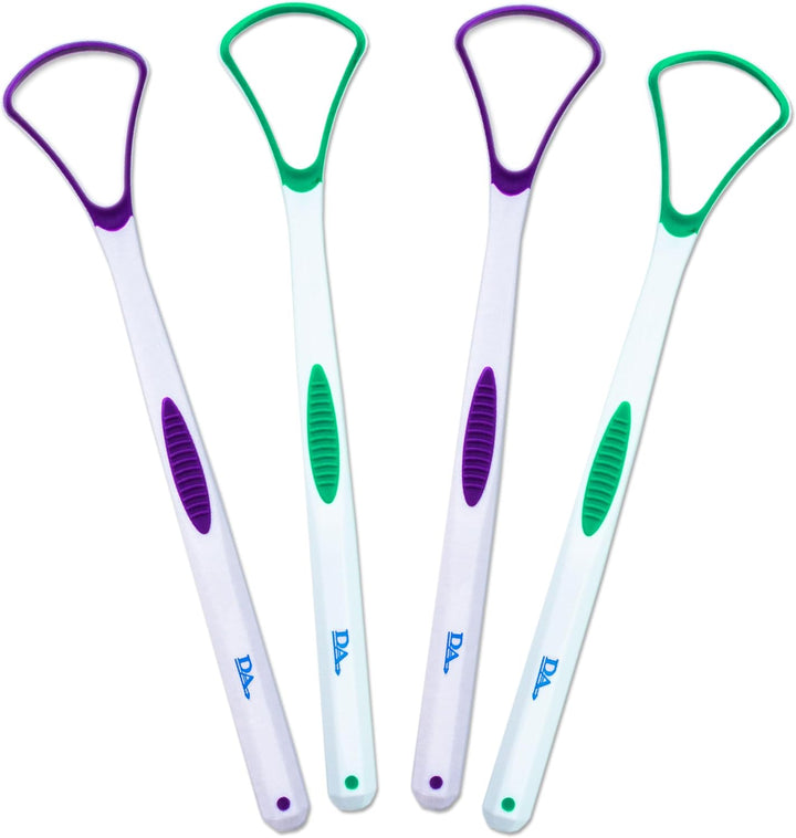 4 Tongue Scraper Cleaner ~ Soft & Gentle Silicone Head (1 of Each Colour)