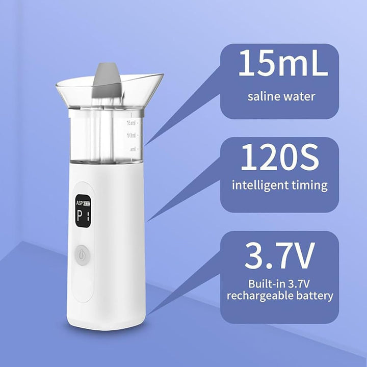 Portable Electric Nasal Irrigator, Sinus Rinse Kit with 3 Modes, 120S Intelligent Timing, 15Ml Water Tank, Wastewater Auto-Recycling, for Sinusitis, Sneezing, Allergic Rhinitis
