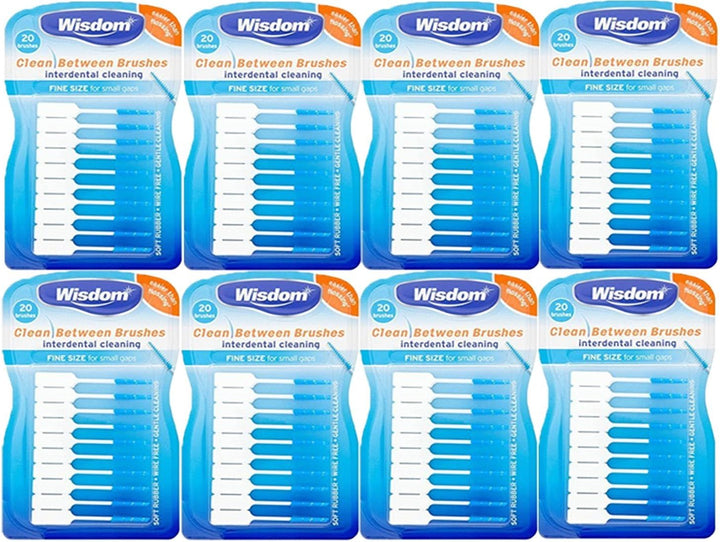 6X  Clean between Interdental Brushes - Pack of 20 – Size Fine Blue (Tot. 120 Pcs)