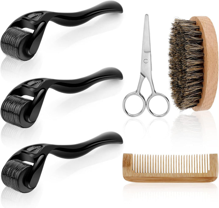 Derma Roller, 0.5Mm Beard Roller, 540 Titanium Micro Needling Rollers for Men and Women, Beard Growth Rollers for Stimulate Hair Growth, Facial Skin Care, Scar Removal