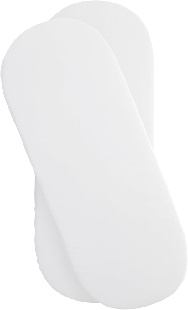 2 Pack Fitted Jersey Cotton Moses Basket Sheets 74 X 30 Cm (White)