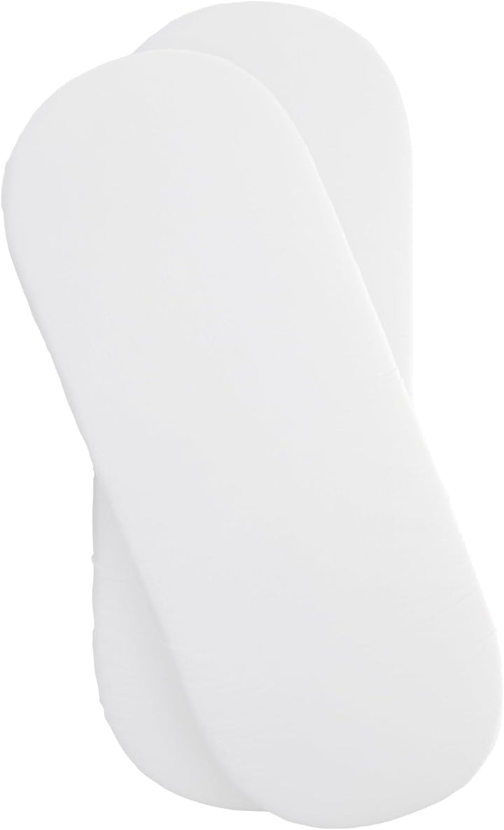 2 Pack Fitted Jersey Cotton Moses Basket Sheets 74 X 30 Cm (White)