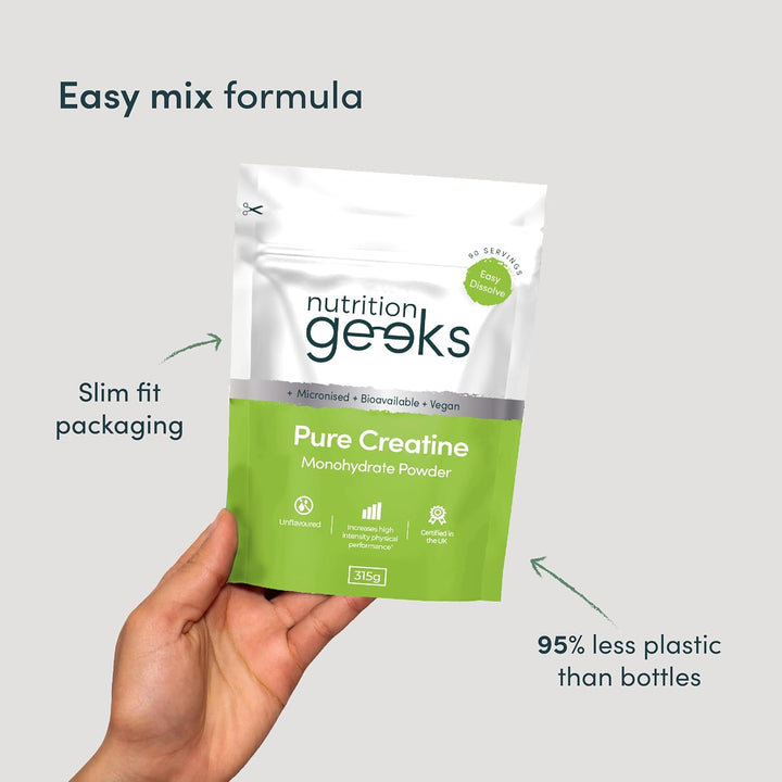 Pure Creatine Monohydrate Powder - 315G (90 Servings) - Easy Dissolve Creatine Powder, Unflavoured & Micronised (Not Creatine Gummies or Creatine Tablets), Vegan Creatine for Women and Men