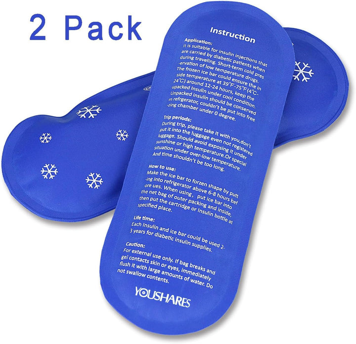Insulin Cooler Ice Pack - Reusable Ice Packs Medicine Cool Bag for Diabetic Insulin Cooler Travel Case, Nylon Ice Bags (2 Packs)