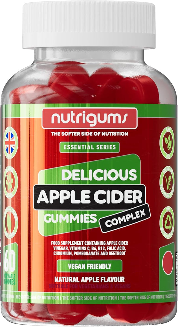Apple Cider Vinegar Complex with Mother 1000Mg Gummy | Vitamins C, B6, B12, Folic Acid and Chromium | Apple Flavour | 60 Vegan Gummies | Digestive Health, Energy and Metabolism Support by ®