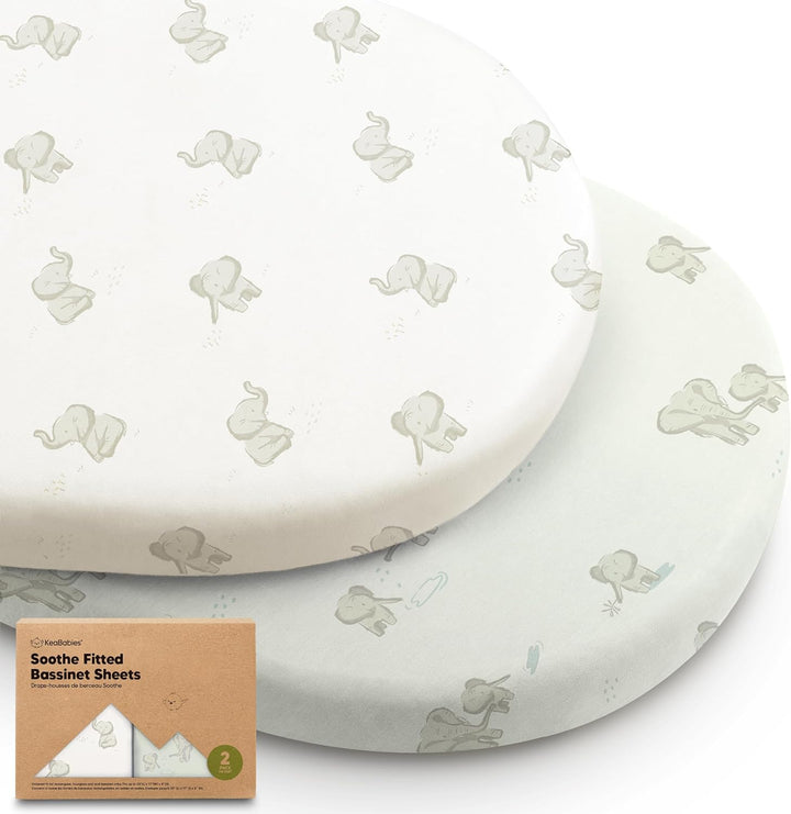 2-Pack Organic Bassinet Sheets for Girls, Boys - 100% Cotton Bassinet Mattress Sheets Compatible with Halo Bassinest Swivel Sleeper, Graco, Baby Delight, Chicco, Unisex Fitted Bassinet Sheets (Sage)