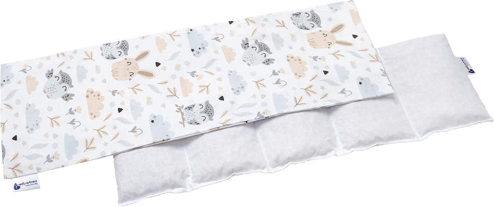 Cherry Stone Pillow 60X20Cm 800G 100% Cotton 5-Chamber Eco Natural Heat Pillow Cold Therapy Removable Pillowcase (Grid)