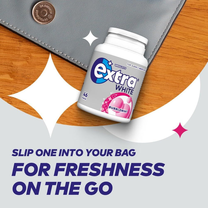 Wrigley'S  White Chewing Gum, Bubblemint Flavour, 46 Pieces, Sugar Free Chewing Gum Bottle with Xylitol