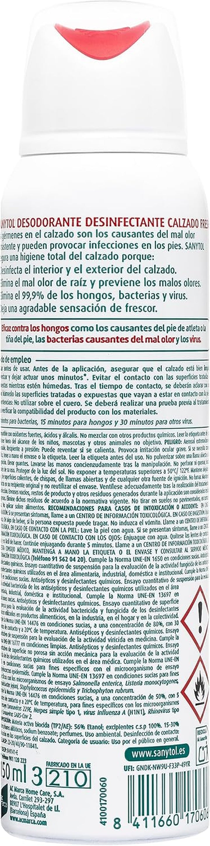 Shoe Deodorant Disinfectant Spray - 150 Ml, 150 Ml (Paquete De 1)