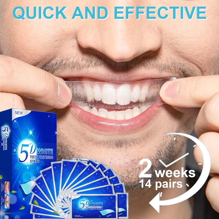 Teeth Whitening Strips, Tooth Whitener, Teeth White Kits Mint Flavor, Non Slip Effective Formula Fast Remove Smoking, Coffee and Wine Stains, 14 Pairs