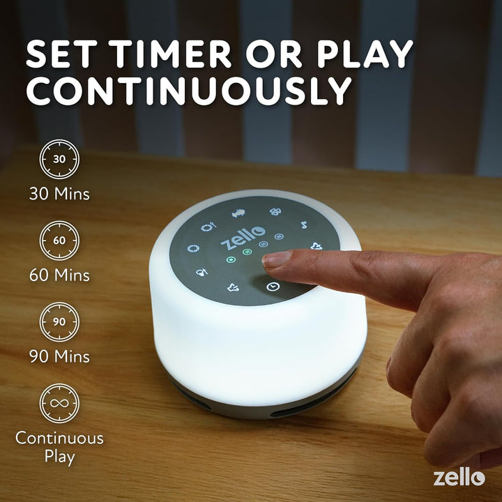 Award Winning Zello Original White Noise Machine Baby White Noise Sound Machine for Adults Kids Baby 30 Soothing Sounds 7 Colour Night Light Memory Function Rechargeable Sleep Timer Baby Sleep Aid
