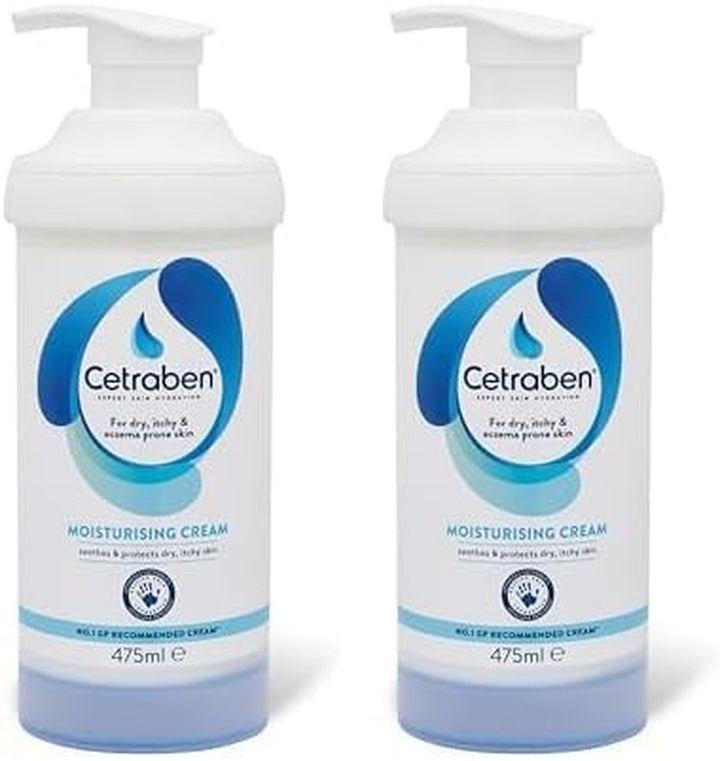 Moisturising Cream, for Dry, Itchy, Sensitive & Eczema-Prone Skin, Soothe, Moisturise, Hydrate, & Protect, Dermatological Moisturiser,Daily Use on the Body, Fragrance Free, 1 X 475Ml