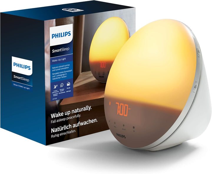 Wake up Light, White, 5 Natural Alarm Sounds, Sunrise Simulation, Midnight Light, HF3519/01