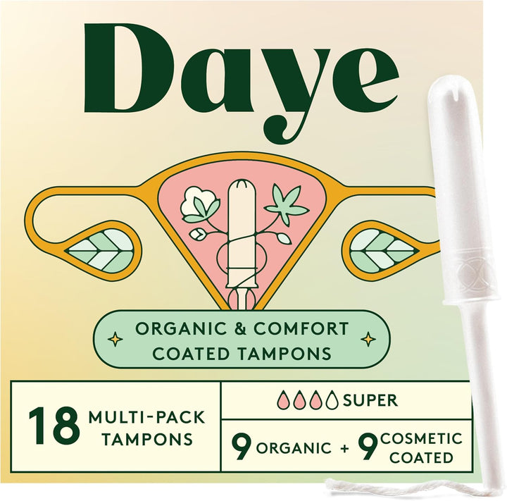Organic Tampons Regular | 18Ct | Pesticide & Metal Tested, 100% Organic Cotton, Best Absorbency | No-Shed Sleeve, Sugarcane Applicator
