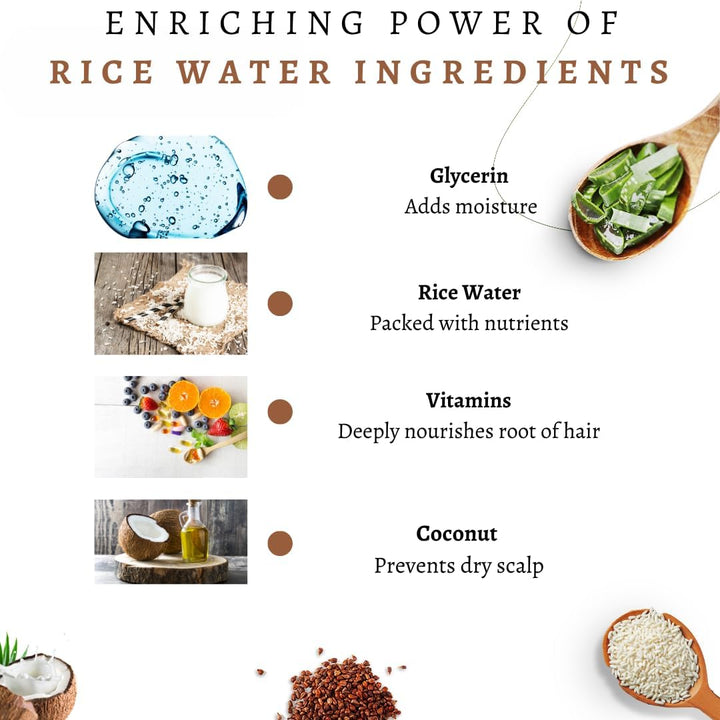 Rice Water Coconut Hair Growth Spray - Leave in Conditioner Infused with Coconut Oil Hair & Essential Oil for Hair Growth, Reduces Hair Fall, Dandruff & & Promotes Thicker Hair - 250Ml
