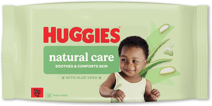 Natural Care Baby Wipes – Plastic Free Wet Wipes with Aloe Vera & Vitamin E, Hypoallergenic, Comfort and Soothe Baby'S Delicate Skin Leaving a Fresher Feeling– Single Pack (48 Wipes)