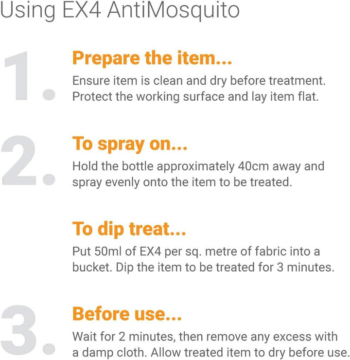 Ex4 anti Mosquito Clothing, Footwear and Outdoor Gear Treatment - 350Ml Spray | Protect against Mosquitoes, Midges, Biting Insects