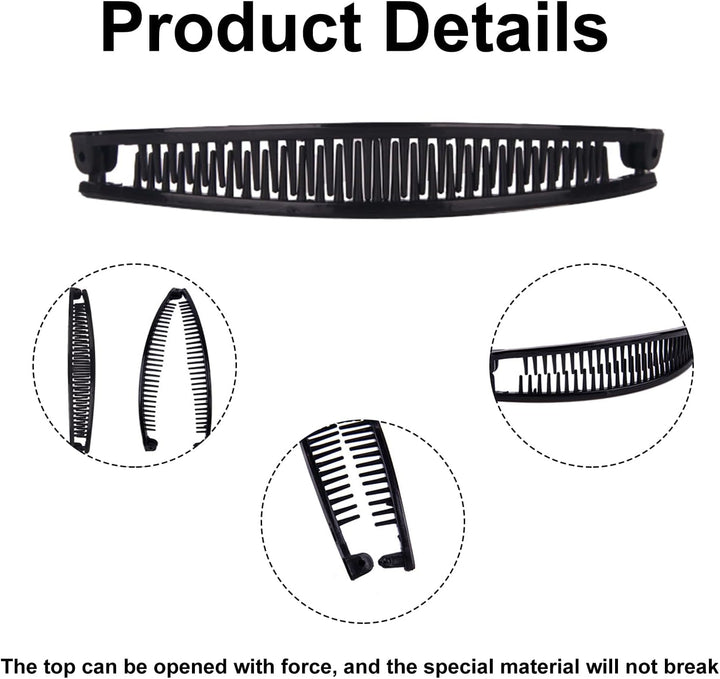 4 Pcs Banana Hair Clips for Fine Hair and Thick Hair, Fishtail Small Banana Hair Clip,For Women Bananas Clip Double Comb Long Hair Clips Ponytail Hair Comb Bananas