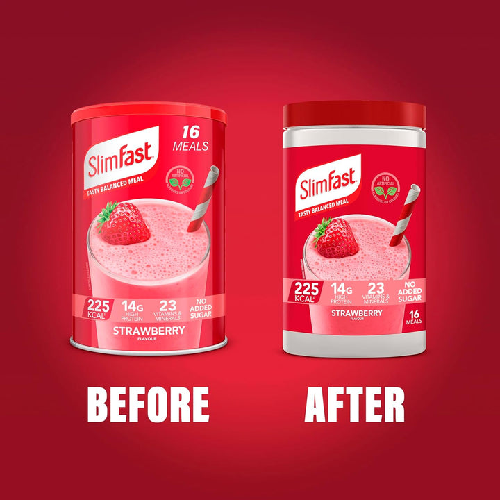 Meal Replacement Shake Weight Loss & Balanced Diet, Vitamins and Minerals, Low Calorie, High Protein, Strawberry Flavour, 16 Servings, 584 G, Packaging May Vary