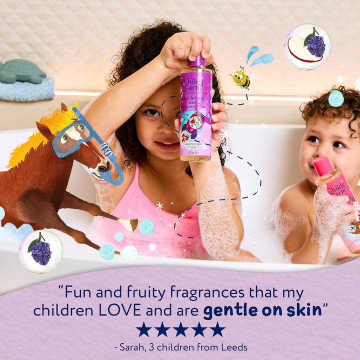 Kids Hair & Body Wash, Blackberry & Apple | Tear-Free, Gently Cleanses | Suitable for Dry, Sensitive Skin, 500Ml